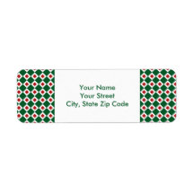 Green, White, Red Diamond Pattern address label