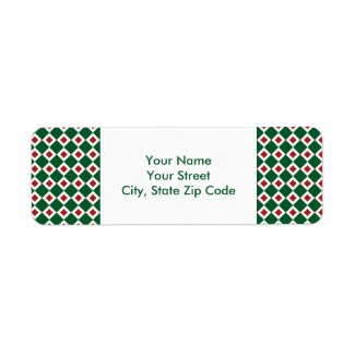 Green, White, Red Diamond Pattern address label