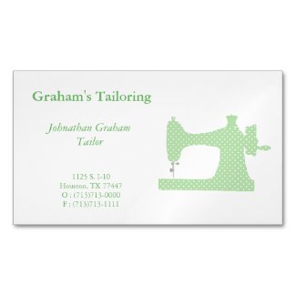 Green & White Sewing Machine Business Card Magnet