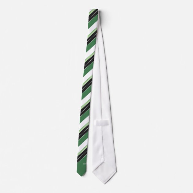 Green White Stripes Custom Shamrock Luck Logo Name Tie 3/3