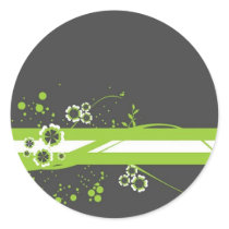 Green * White Whimsy on Black stickers
