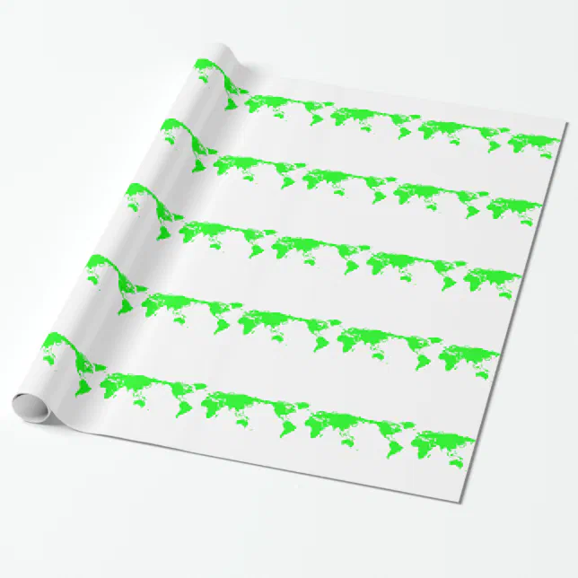 Green White World Map Wrapping Paper Zazzle