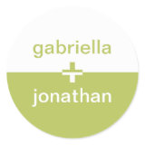 Green white yin yang plus custom name favor seal round stickers