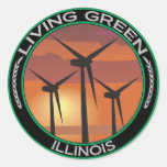 Green Wind Illinois Round Sticker