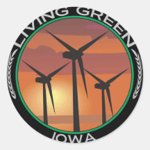 Green Wind Iowa Round Sticker
