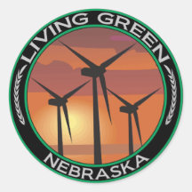 Green Wind Nebraska Round Sticker