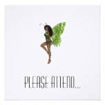 Green Wing Lady Faerie 7 - 3D Fairy - Personalized Invitations