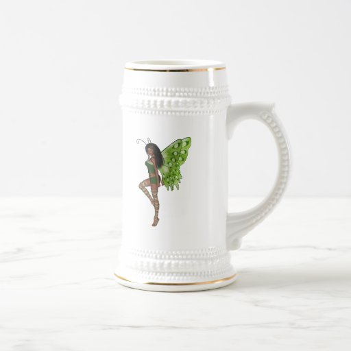 Green Wing Lady Faerie 7 - 3D Fairy - Mug