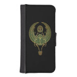 Green Winged Egyptian Scarab Beetle and Ankh Black iPhone 5 Wallet Case