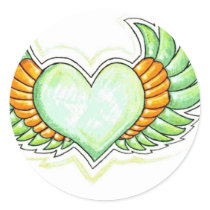 GREEN WINGED HEART TATTOO stickers by grafikdragonz GREEN WINGED HEART TATTOO stickers