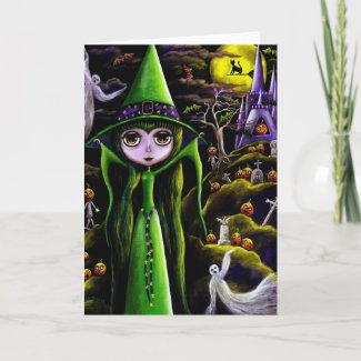 Green Witch Halloween Card card