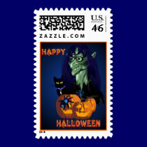 Green Witch -Happy Halloween  Postage postage