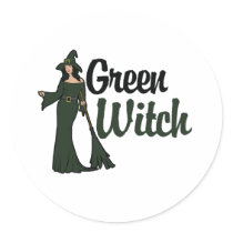 Green Witch Round Sticker