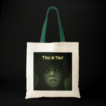 Green witch trick or treat bag bags