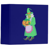 Green witch with pumpkin binders