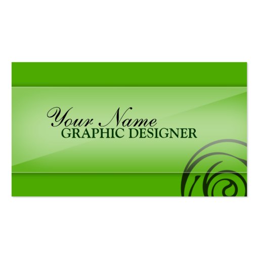 Green with Spiral Graphic Designer Business Cards (front side)