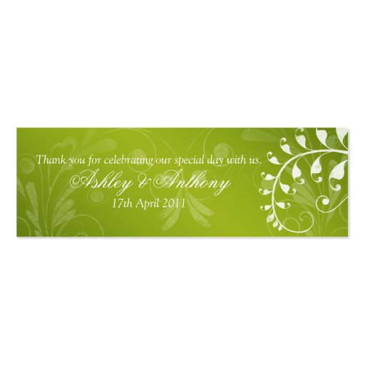 Green with White Floral Wedding Favour Tags Business Card