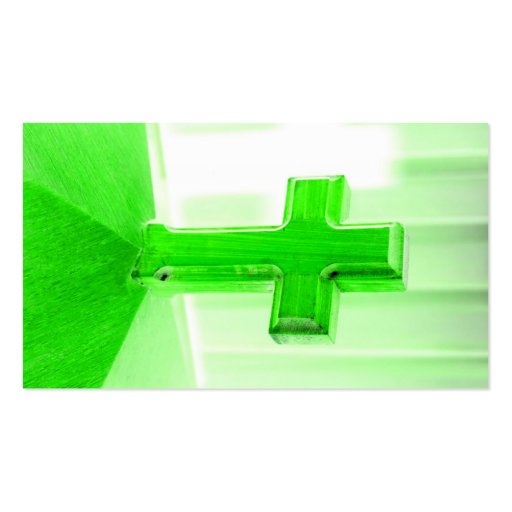 Green wooden cross photograph image church business card (back side)