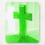 Green wooden cross photograph image church mouse pads