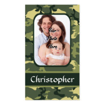 Green woodland camouflage business cards
