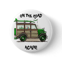 Green Woody Wagon Car Pins buttons by art1st Green Woody Wagon Car Pins buttons