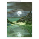 postcard - Mysterious green fantasy world with an eagle spirit overlooking the night sky. postcard - Mysterious green fantasy world with an eagle spirit overlooking the night sky.