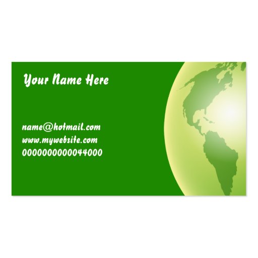 Green World Globe, Your Name Here, Business Card