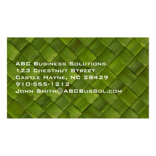 Green Woven Rattan Professional Business Cards (back side)