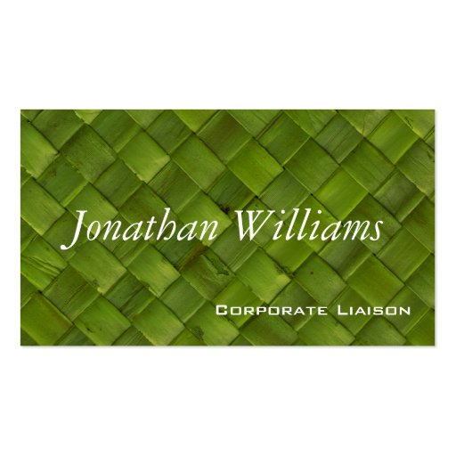 Green Woven Rattan Professional Business Cards (front side)