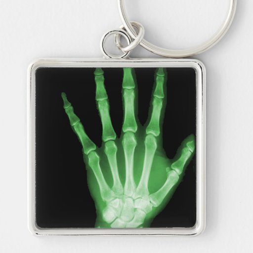 Green X-ray Skeleton Hand Key Chain