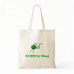 green yarn knitting needles, Knitting Nerd bags