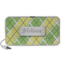 Green & Yellow Argyle Personalized Doodle Speaker speakers
