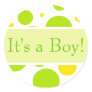 Green & Yellow Baby Boy Announcement Sticker