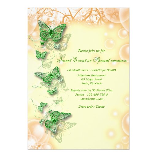 green yellow birthday engagement wedding invite