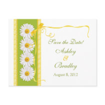 Green Yellow Daisy Save the Date Wedding Postcard