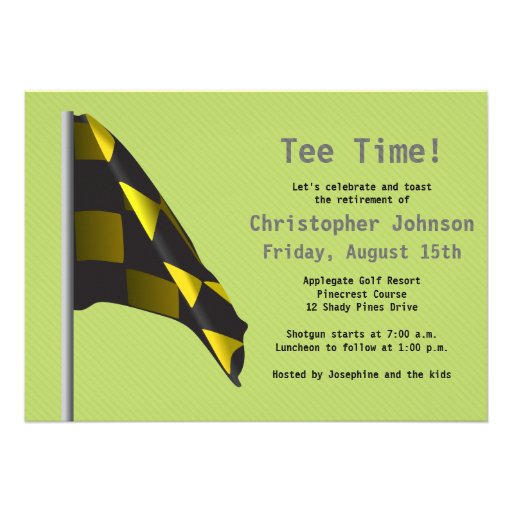 Green Yellow Golf Flag Retirement Party Invitation