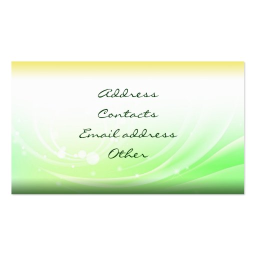 Green & Yellow Gradient Healthy Life/Diet Card Business Card Templates (back side)