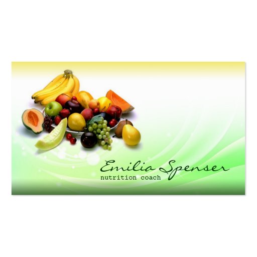 Green & Yellow Gradient Healthy Life/Diet Card Business Card Templates