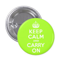 Green Yellow Keep Calm and Carry On Pins