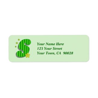 green yellow S monogram Return Address Labels