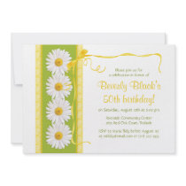 Green Yellow Shasta Daisy Birthday Invitation
