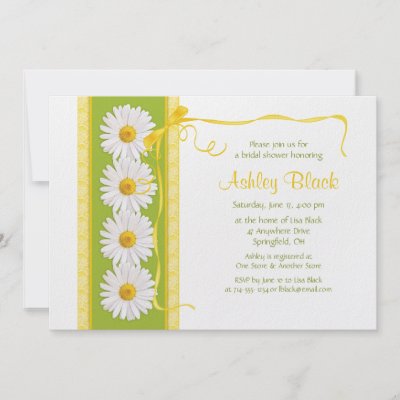 Green Yellow Shasta Daisy Bridal Shower Invitation by wasootch