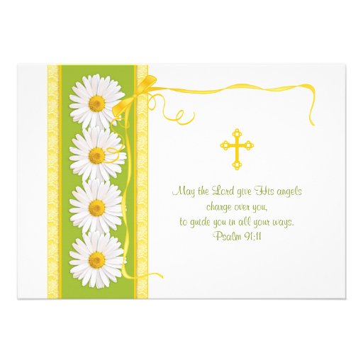 Green Yellow Shasta Daisy Communion Invitation