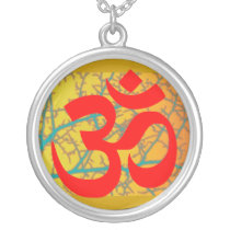 Green Yellow Tree Branch OM Necklace necklaces