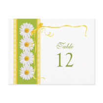 Green Yellow White Daisy Wedding Table Number Card Post Card