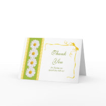 Green Yellow White Daisy Wedding Thank You Card