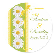 Green Yellow White Shasta Daisy Wedding Sticker