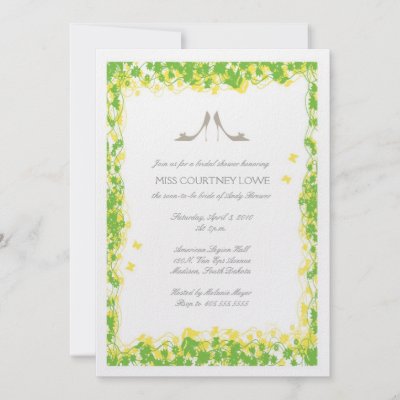 Green Yellow with Gray Heels Bridal Shower Invit Custom Invitation by 