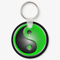 green yin and yang keychains