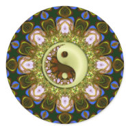 Green YinYang Mandala Art Stickers